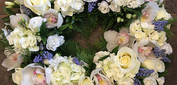 Round floral funeral wreath
