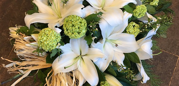 Lilies in a funeral spray